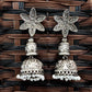 JS Fashion Oxidized Silver Flower Design Jhumka Earrings for Women | Swadesiicart