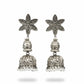 JS Fashion Oxidized Silver Flower Design Jhumka Earrings for Women | Swadesiicart