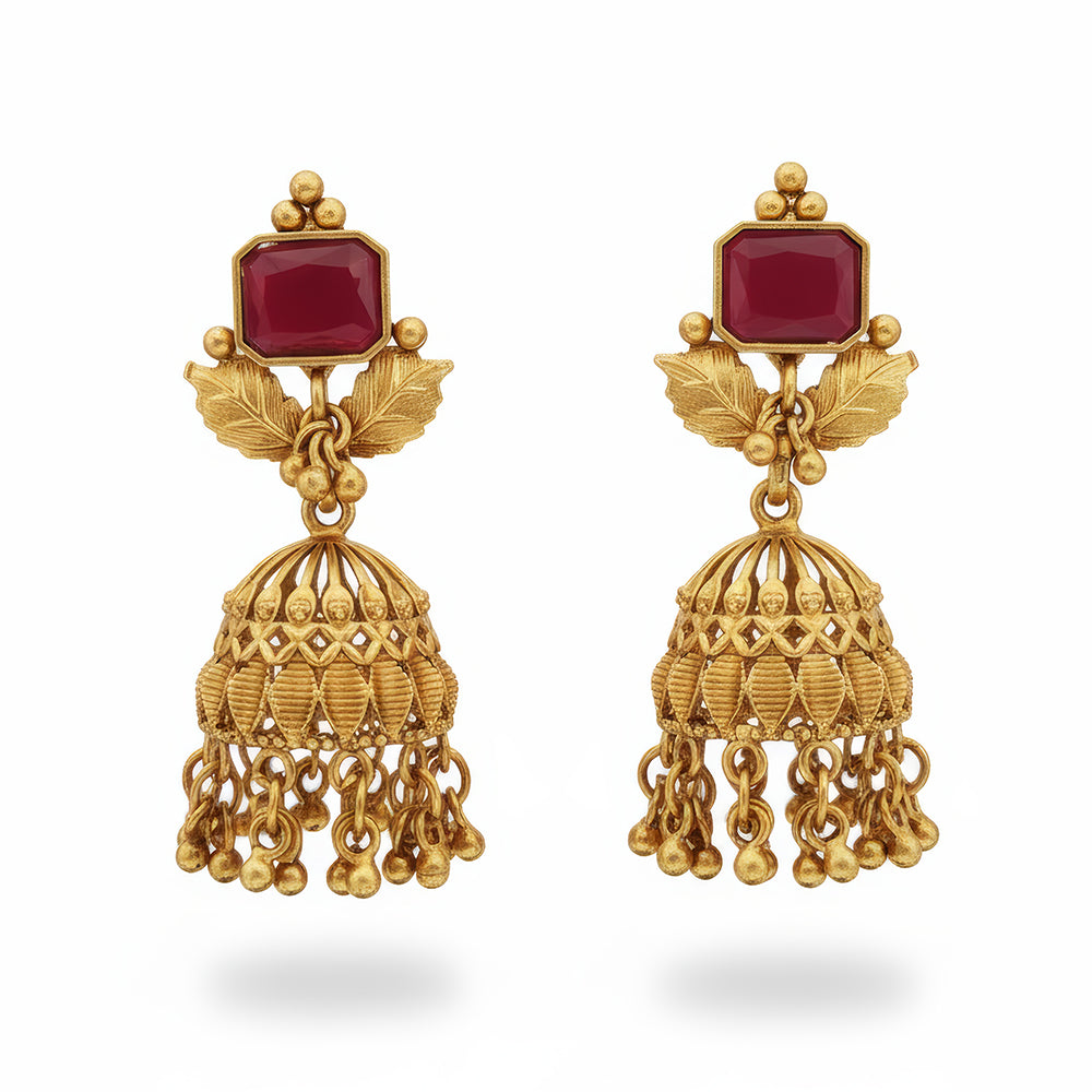 JS Fashion Matte Gold Polish Designer Jhumka Earrings for Women | Swadesiicart