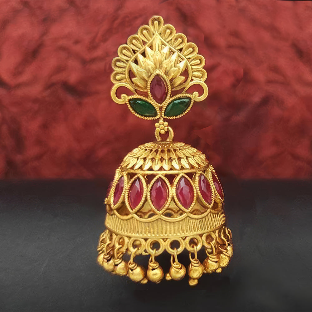 JS Fashion Matte Gold Designer Jhumka Earrings – Fancy Party Wear Traditional Jewelry for Women | Swadesiicart