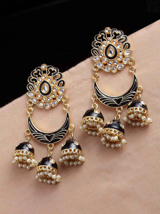 Black Meenakari Drop Earrings for Womens by House of Ree | Swadesiicart