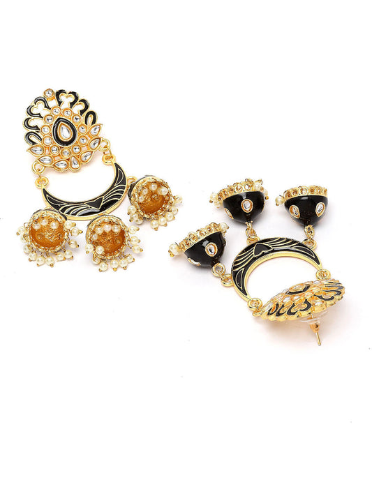 Black Meenakari Drop Earrings for Womens by House of Ree | Swadesiicart