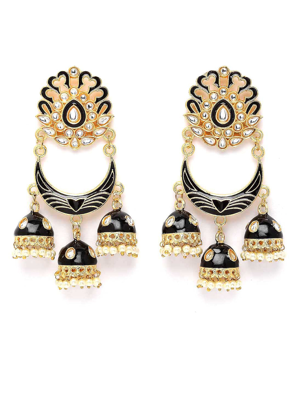 Black Meenakari Drop Earrings for Womens by House of Ree | Swadesiicart