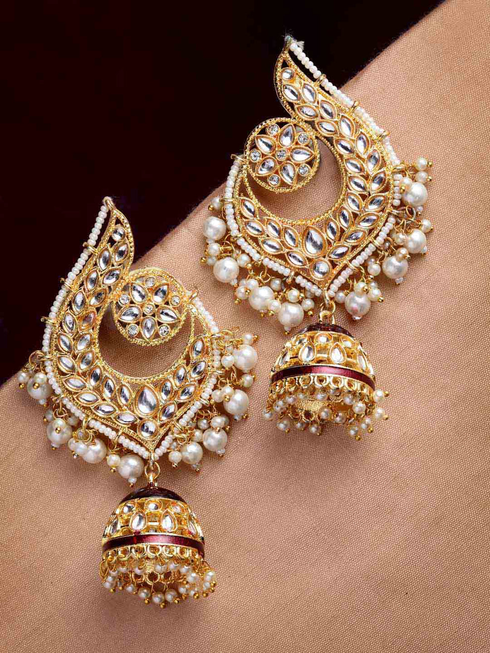 Peacock Maroon Jhumki Drop Earrings for Womens by House of Ree | Swadesiicart