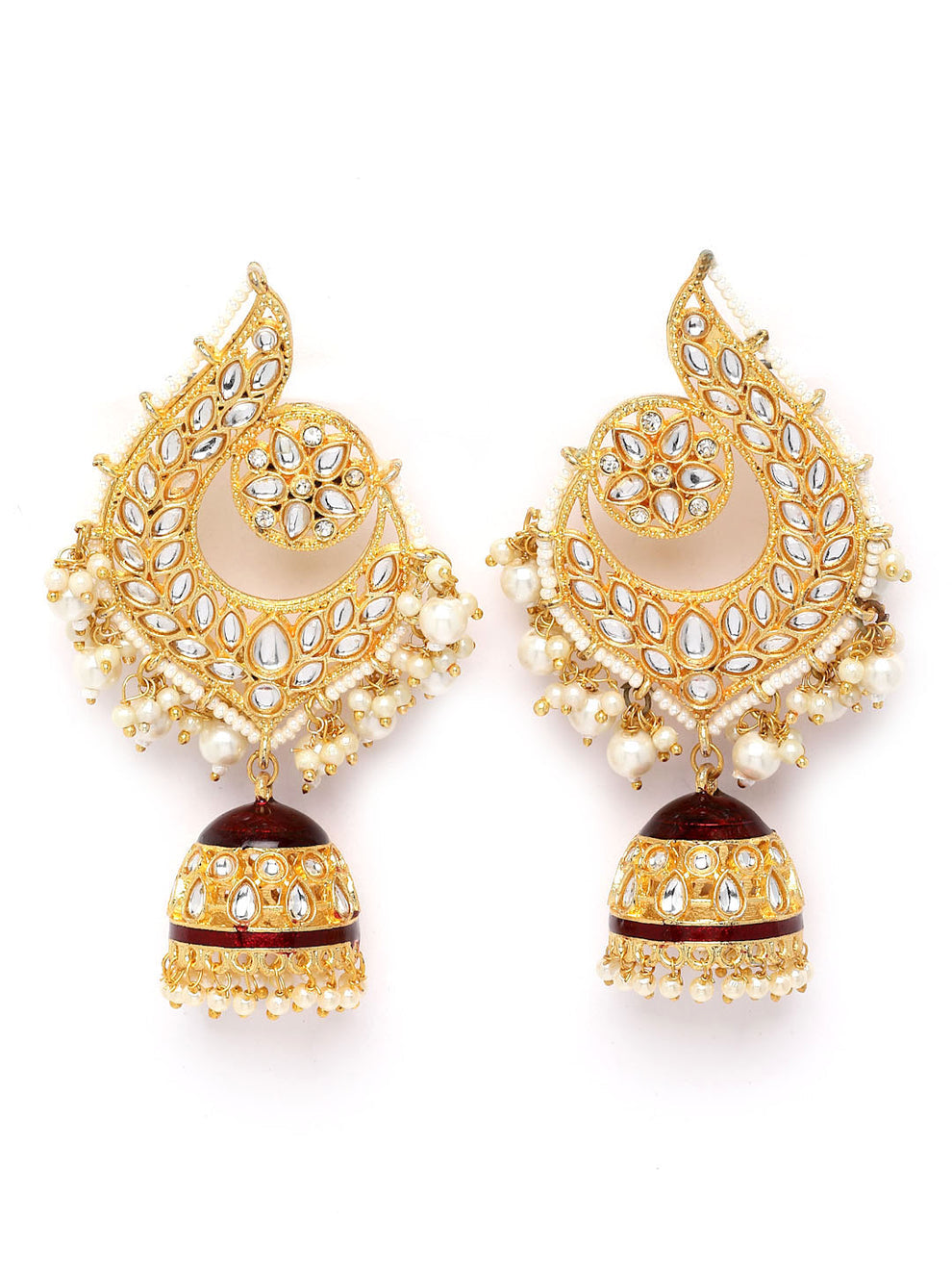 Peacock Maroon Jhumki Drop Earrings for Womens by House of Ree | Swadesiicart