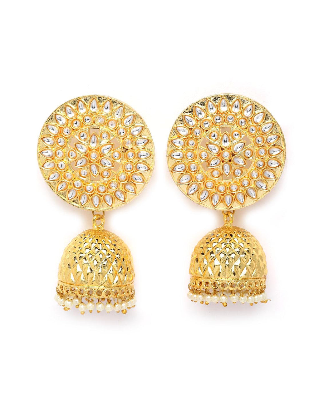 Golden Jhumki Earrings for Womens by House of Ree | Swadesiicart