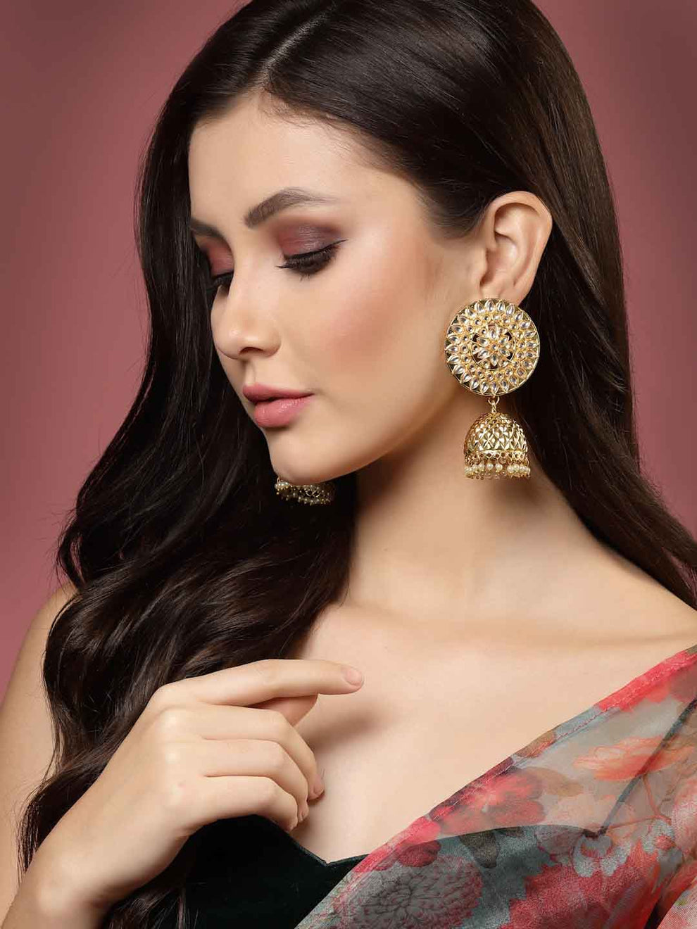 Golden Jhumki Earrings for Womens by House of Ree | Swadesiicart