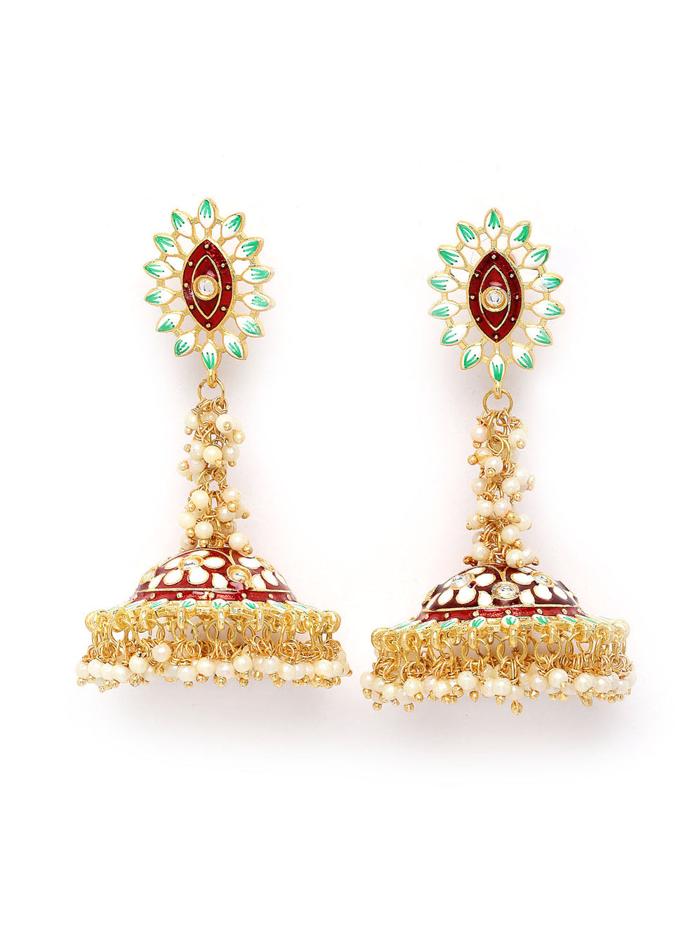 Stylish Partywear Maroon Meenakari Earrings for Womens by House of Ree | Swadesiicart