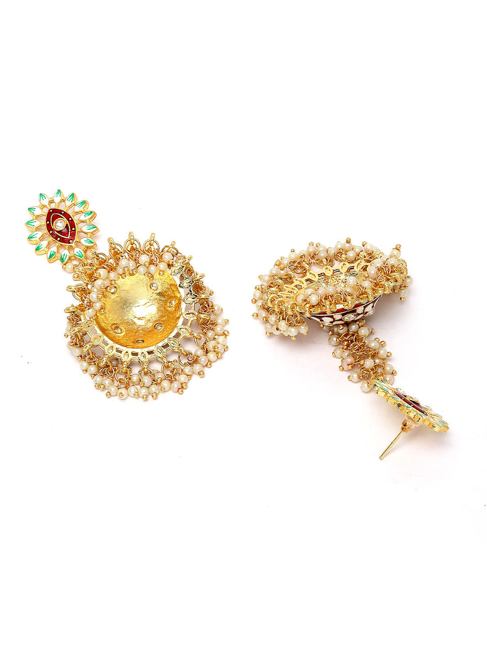 Stylish Partywear Maroon Meenakari Earrings for Womens by House of Ree | Swadesiicart