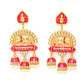 Elephant Shape Pink Jhumki Drop Earrings for Womens by House of Ree | Swadesiicart