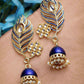 Peacock Feather Pattern Blue Jhumki Drop Earrings for Womens by House of Ree | Swadesiicart