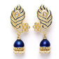 Peacock Feather Pattern Blue Jhumki Drop Earrings for Womens by House of Ree | Swadesiicart