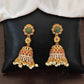 JS Fashion Clustered Pearl Designer Fancy Design Kemp Matte Gold Polish Jhumka Earring | Swadesiicart