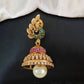 JS Fashion Kemp Jewellery Matte Gold Polish Peacock Design Kemp Jhumka Earrings | Swadesiicart