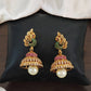 JS Fashion Kemp Jewellery Matte Gold Polish Peacock Design Kemp Jhumka Earrings | Swadesiicart