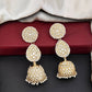 JS Fashion Antique High Gold Earrings with Clustered Pearls & Full Stones – Elegant Party Wear Jewelry for Women | Swadesiicart