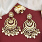 JS Fashion Elegant Long Polki Earrings with Clustered Pearls & Full Stones – Beautiful Fancy Party Wear Jewelry for Women | Swadesiicart