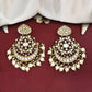 JS Fashion Antique Long Earrings with White Stones – Designer Mehendi Polish Fashion Jewelry for Women | Swadesiicart