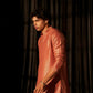 Red viscose Chikankari Embroidery Work Men's Traditional Kurta Set - Mahotsav | Swadesiicart