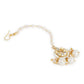 Gold-Polished White Kundan-Studded Beaded Layered Maang Tikka - Ruby Raang | Swadesiicart