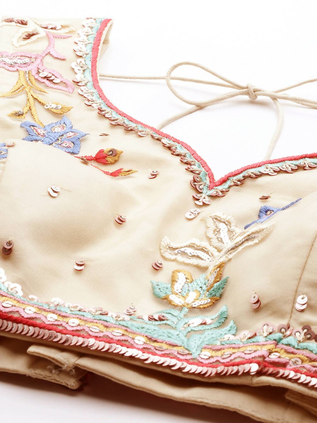 House of Panchhi Cream Net Multi colour Thread & Sequinse Work Lehenga & Blouse, Dupatta | Swadesiicart