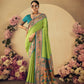 Vishnu Weaves Women's Pista Paithani Silk Saree with Blouse - Swadesiicart