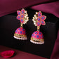 NVR Women Pink Dome Shaped Jhumka Earrings | Swadesiicart