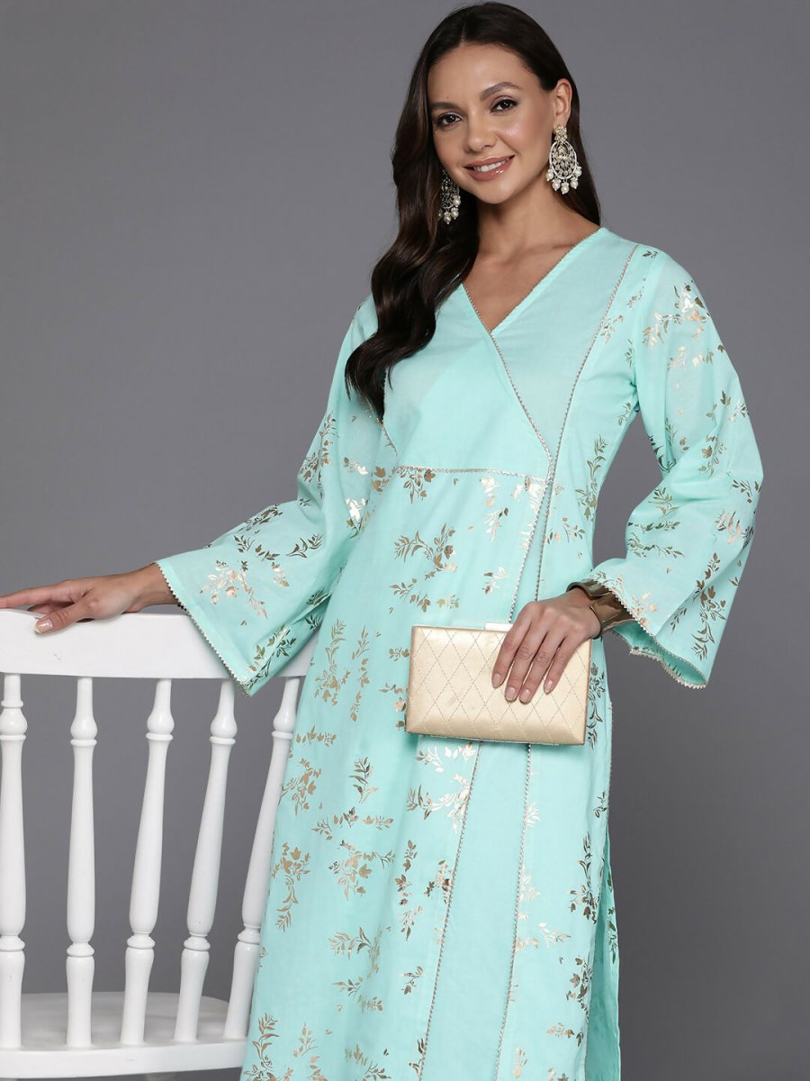 Ahalyaa Women's Traditional wear Kurta Set - Summer Blue | Swadesiicart