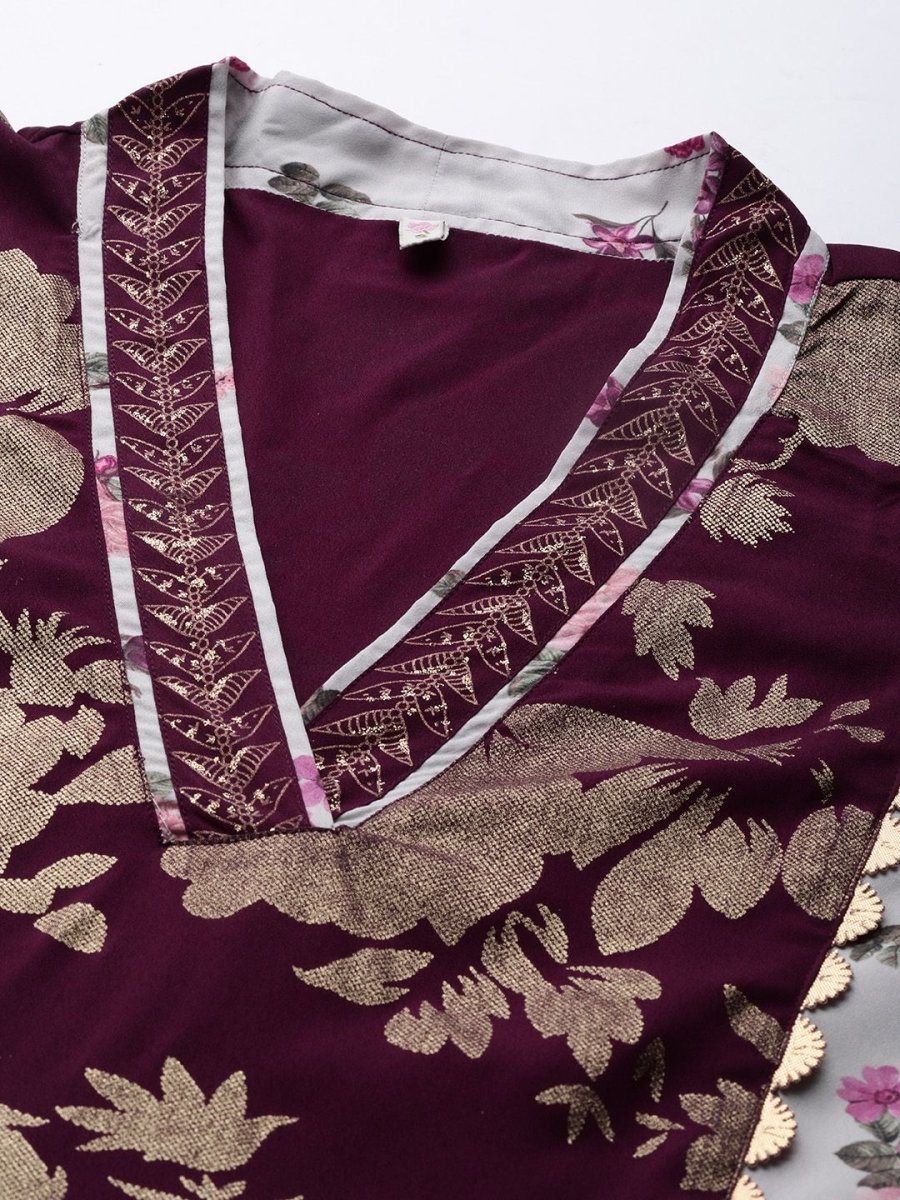 Ahalyaa Womens Beige Crepe Digital Printed Kurta Palazzo Set | Swadesiicart