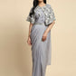 Grey Chiffon Solid Ready to wear Saree with stitched Blouse - Aayan | Swadesiicart