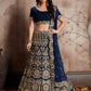 Jyoti Fashion Mesmerizing Navy Blue Sequins Embroidered Velvet Lehenga Choli with Dupatta | Swadesiicart