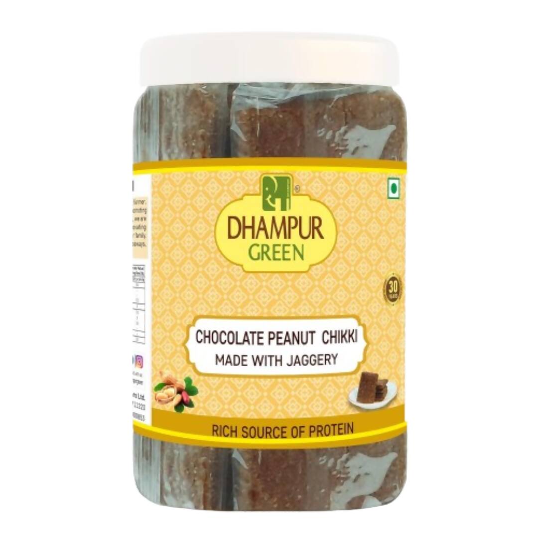 Dhampur Green Chocolate Peanut Chikki | Swadesiicart