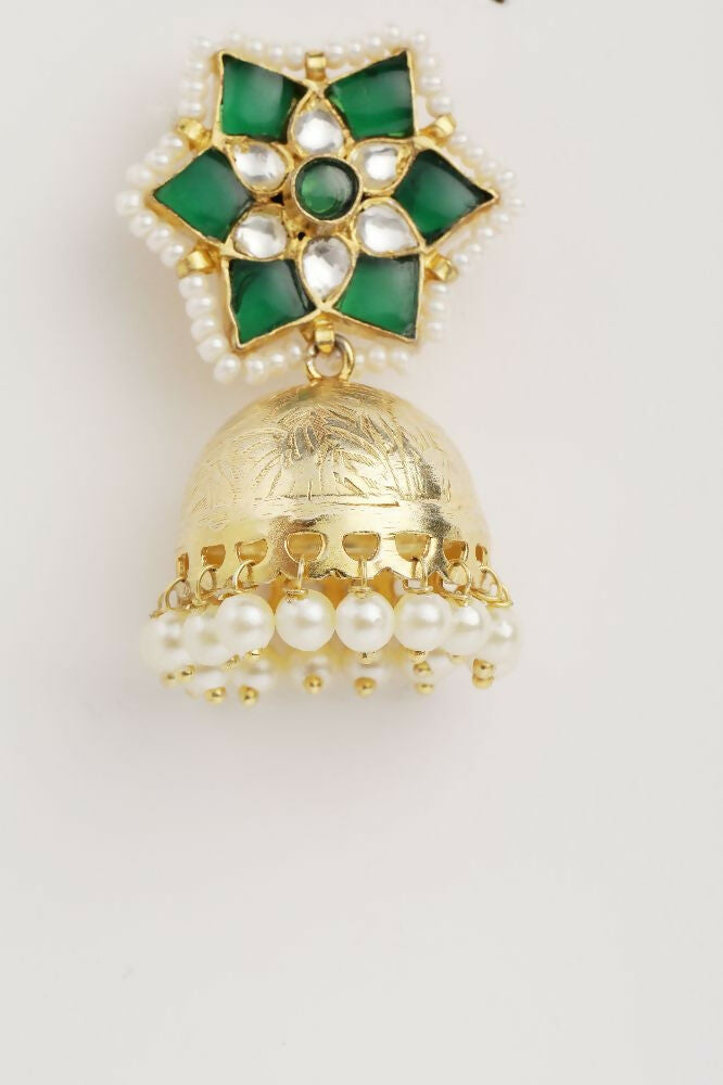 Nuyug 22K Gold Plated Panna Jhumki Earrings | Swadesiicart