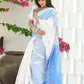 Beatitude White Slub Cotton Floral Jamdani Saree