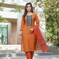 BulBul Aaliya Rust Cotton Kurta Set with Dupatta - Swadesiicart