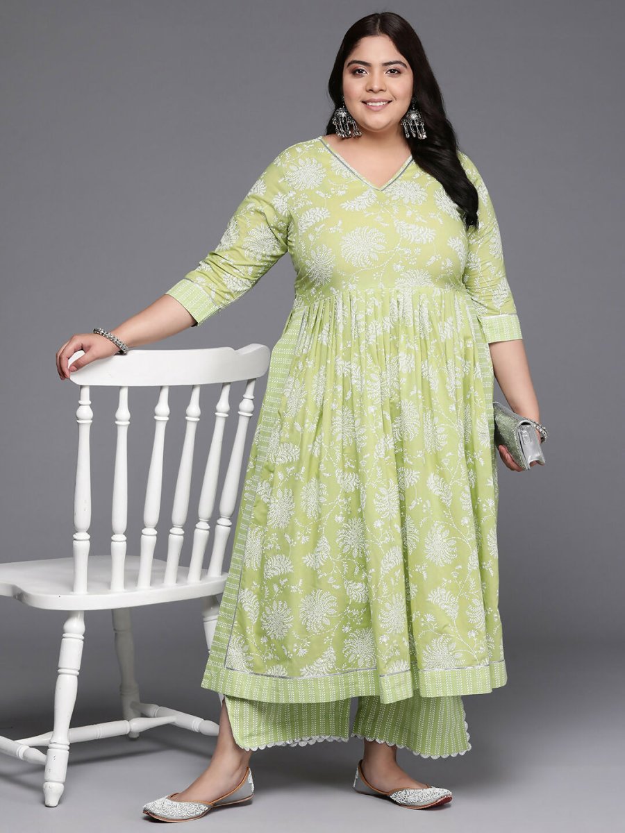 Ahalyaa Women's Traditional wear Kurta Set - Green | Swadesiicart