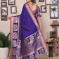 Joban Fashion Royal Blue Solid Banarasi Silk Sarees | Swadesiicart