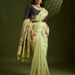 Vishnu Weaves Women's Pista Muga Cotton Thread Woven Butti with Blouse - Swadesiicart