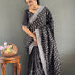Vastranavya Black Chinnon Silk Embroidery Multi Sequence & Arco Cut Work Ready to Wear Saree | Swadesiicart