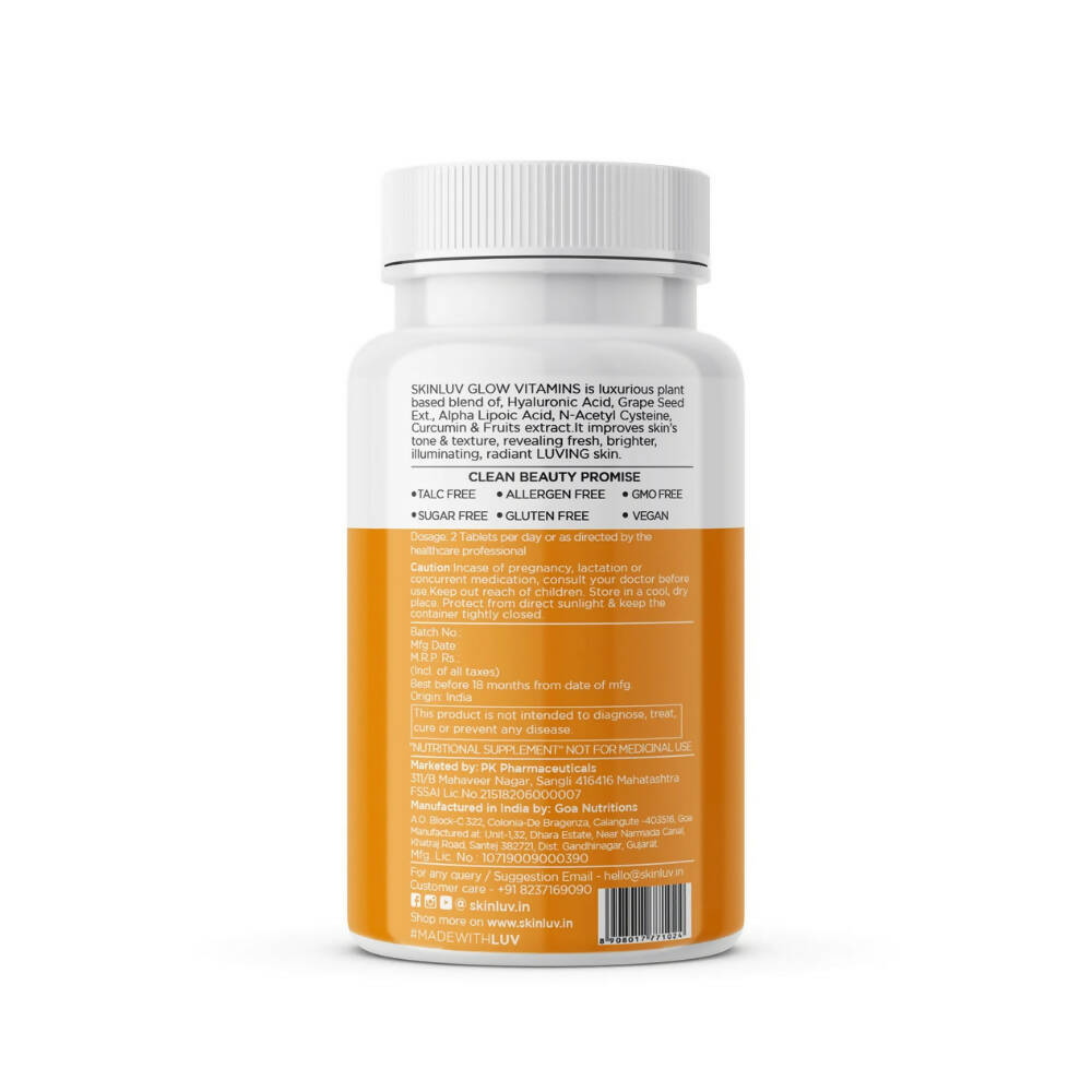 SkinLuv Plant Based Vegan Glow Vitamins Sugar Free Veg Tablets - Swadesiicart