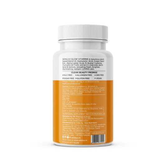 SkinLuv Plant Based Vegan Glow Vitamins Sugar Free Veg Tablets - Swadesiicart