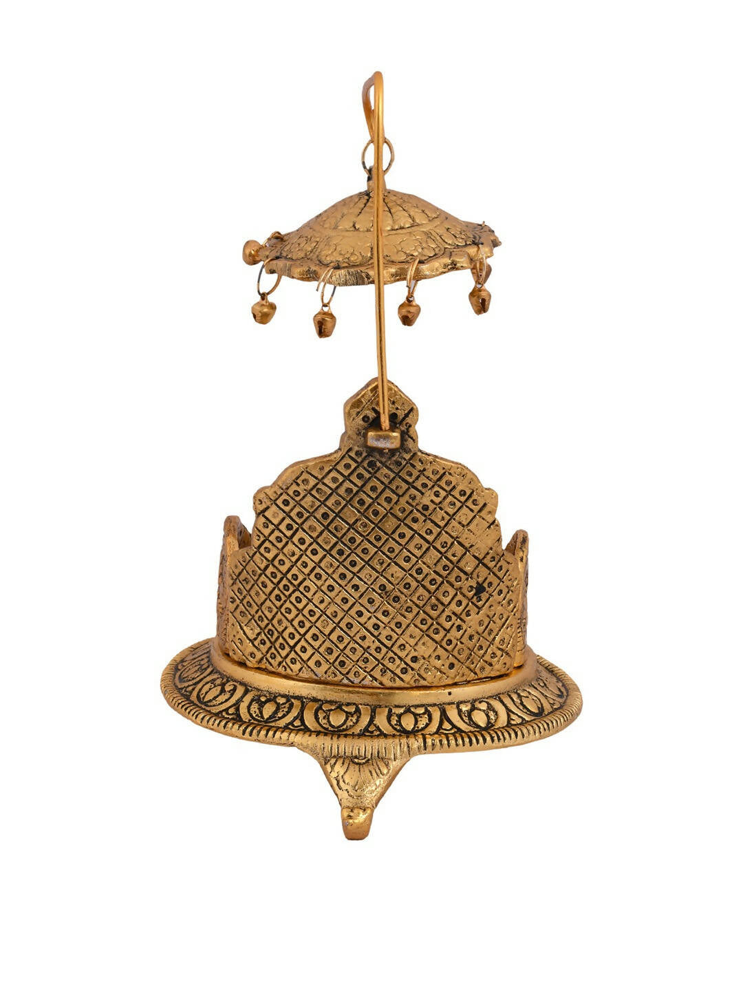 CraftVatika Gold-Polished Ladoo Gopal Singhasan/Pooja Chowki Showpiece | Swadesiicart