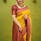 DEIANA'S Beautiful Designer Golden zari Soft Lichi Silk Saree - Yellow - Swadesiicart