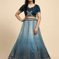 Blue Fancy Net Sequence Embroidered Lehenga Choli with Dupatta - Dhara | Swadesiicart