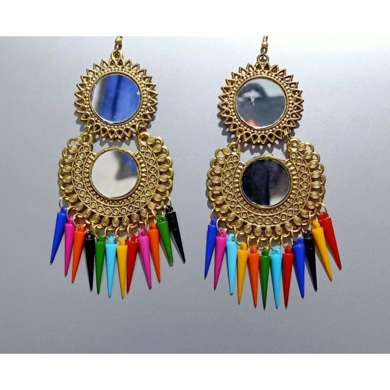 MS Fashion India Gold Color Latest Fashion Hanging Earrings With Multicolor Pearls | Swadesiicart