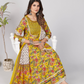 NOZ2TOZ Women's Yellow Anarkali Kurta & Pant With Dupatta Set- (3pcs Set) - Swadesiicart