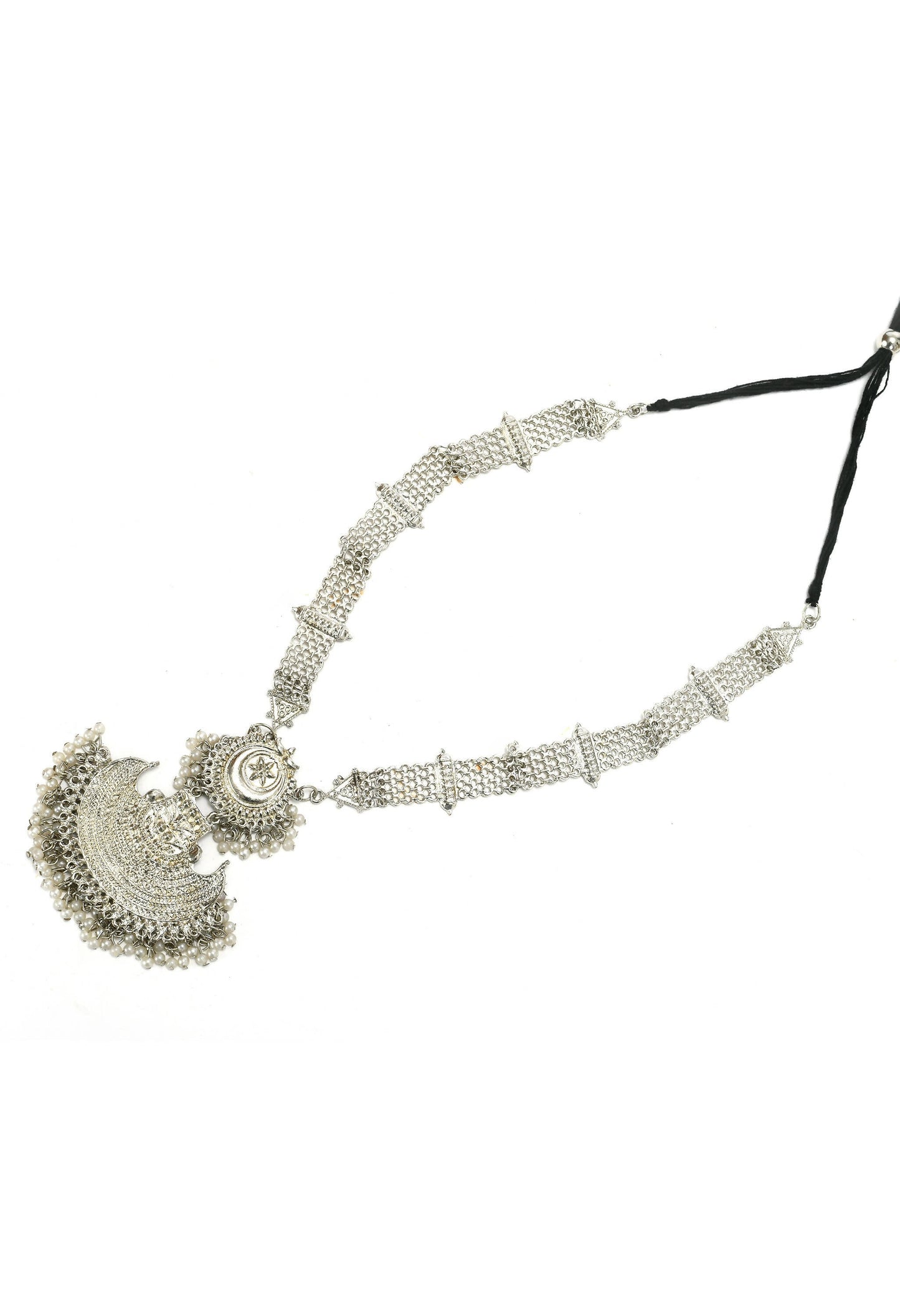 Mominos Fashion Johar Kamal Silver-Plated Brass Finish Rani Haar Statement Necklace For Women | Swadesiicart