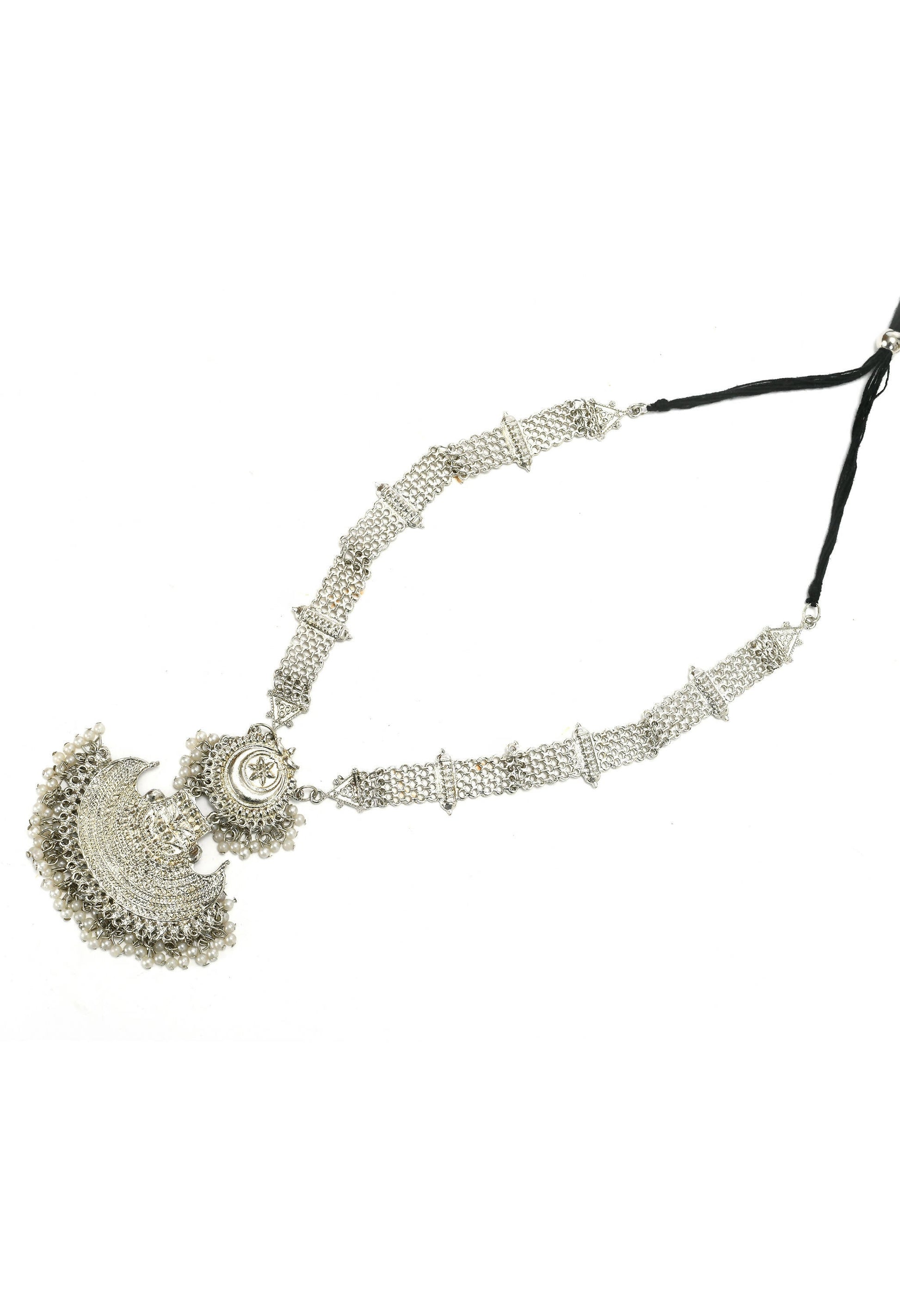 Mominos Fashion Johar Kamal Silver-Plated Brass Finish Rani Haar Statement Necklace For Women | Swadesiicart