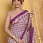 Very Much Indian Handblock Printed Cotton Saree With Natural Dyes - White | Swadesiicart