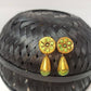 Terracotta Round Earstuds With Drops-Copper And Green | Swadesiicart